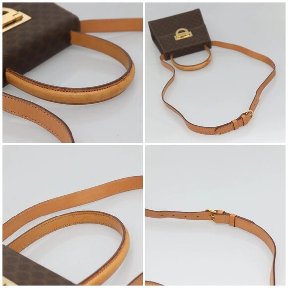 CELINE Macadam Canvas Hand Bag PVC Leather 2way Brown Gold Auth 125507 - Picture 16 of 16